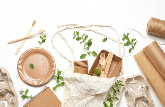 A photo showcasing various eco-friendly packaging materials used by an ethical online retailer, highlighting their commitment to sustainability.