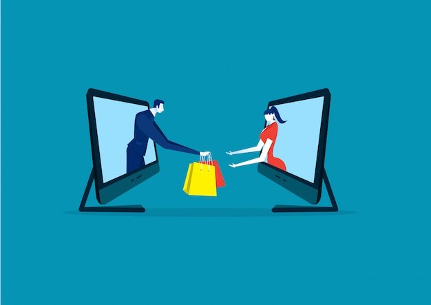 A split-screen image showing, on one side, a person happily shopping online on a laptop, and on the other side, a graphic representation of the Buy Now, Pay Later payment process, with installments and due dates clearly displayed. The tone is positive and user-friendly.