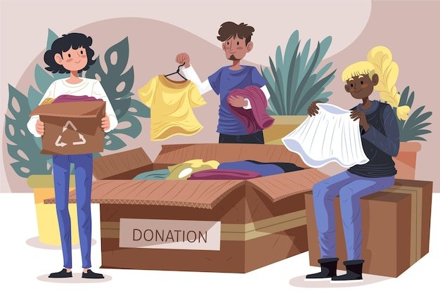 A person sorting through a pile of gently used Shein clothing to donate to a local charity, promoting responsible disposal and reuse of garments.