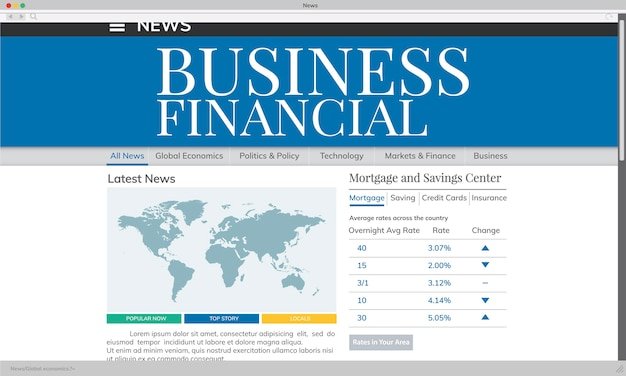 A screenshot of a well-designed financial blog, highlighting features like easy navigation, clean layout, and clear call-to-actions. Captions could indicate the high degree of customizability for key elements.